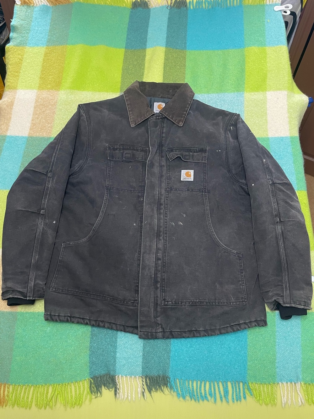 Vintage Carhartt Quilted Artic Faded Blk Full Zip Jacket Black Men’s